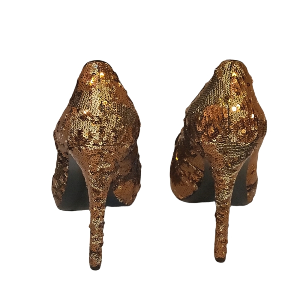 Report Signature Gold Sequins Pointed Toe Leather… - image 4